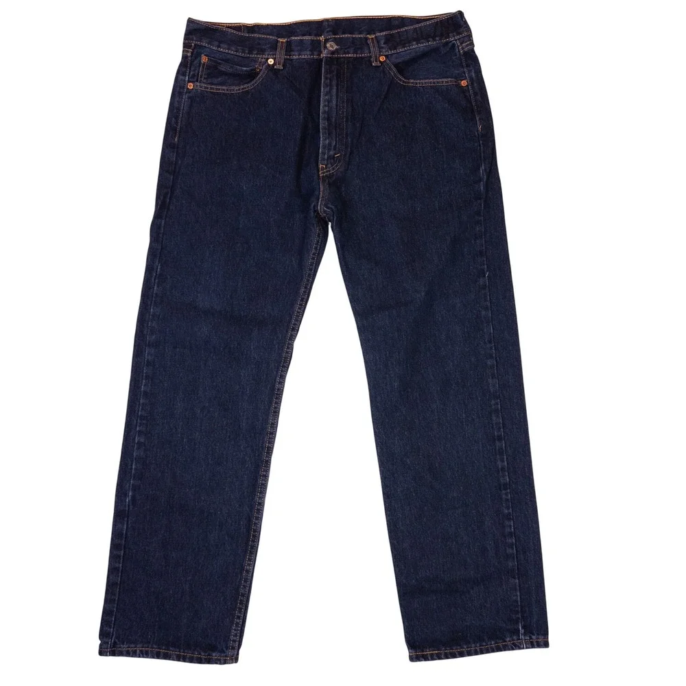 Levis 505 Regular Fit Jeans Mens 38x30 Dark Indigo Blue Good Straight Leg Denim